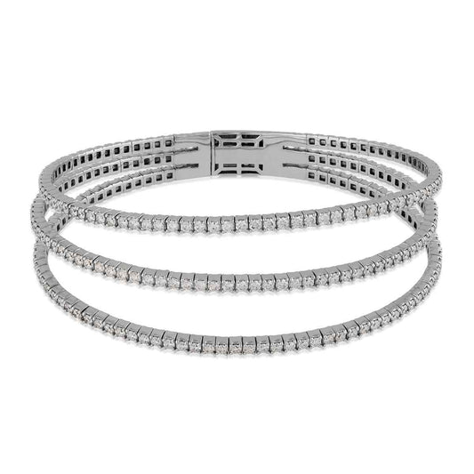 5 ct. tw. Diamond Multi-Row Flex Bangle Bracelet in 14K White Gold