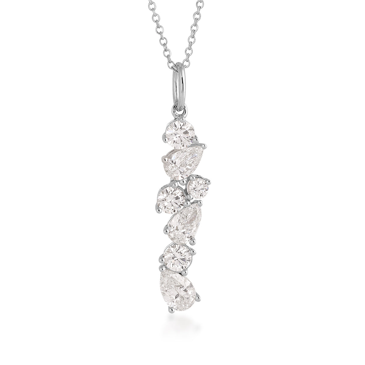 1-1/3 ct. tw. Pear & Round Diamond Vertical Bar Pendant in 14K White Gold