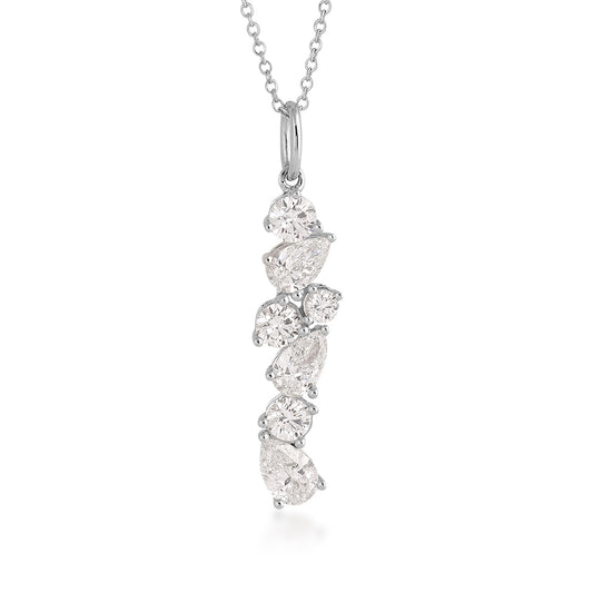 1-1/3 ct. tw. Pear & Round Diamond Vertical Bar Pendant in 14K White Gold