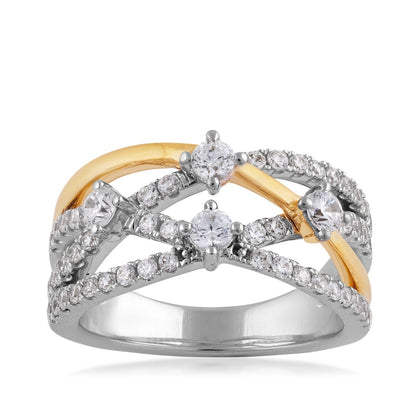 1 ct. tw. Diamond Orbit Ring in 14K White & Yellow Gold