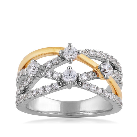1 ct. tw. Diamond Orbit Ring in 14K White & Yellow Gold