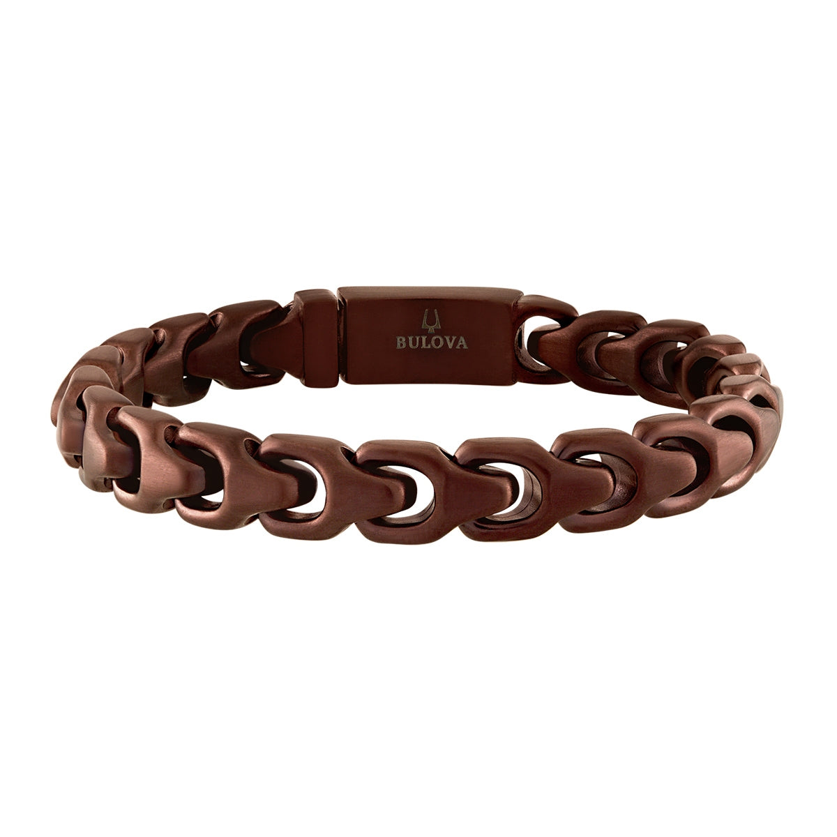 Bulova Men's 8mm 8.5-inch Link Bracelet in Brown Ion Plated Stainless Steel