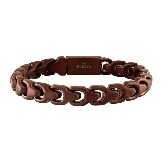 Bulova Men's 8mm 8.5-inch Link Bracelet in Brown Ion Plated Stainless Steel