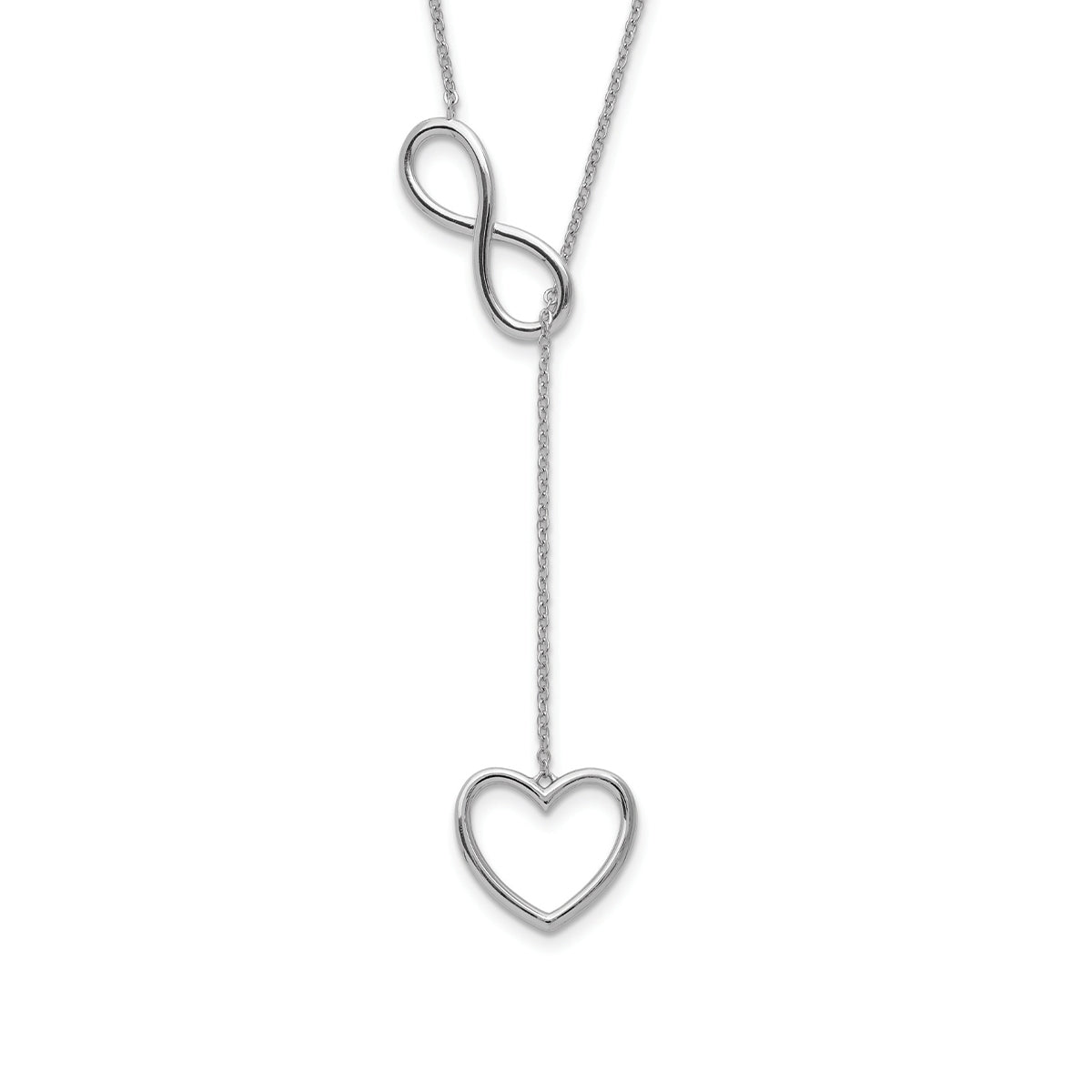 Infinity & Heart Lariat Necklace in Sterling Silver