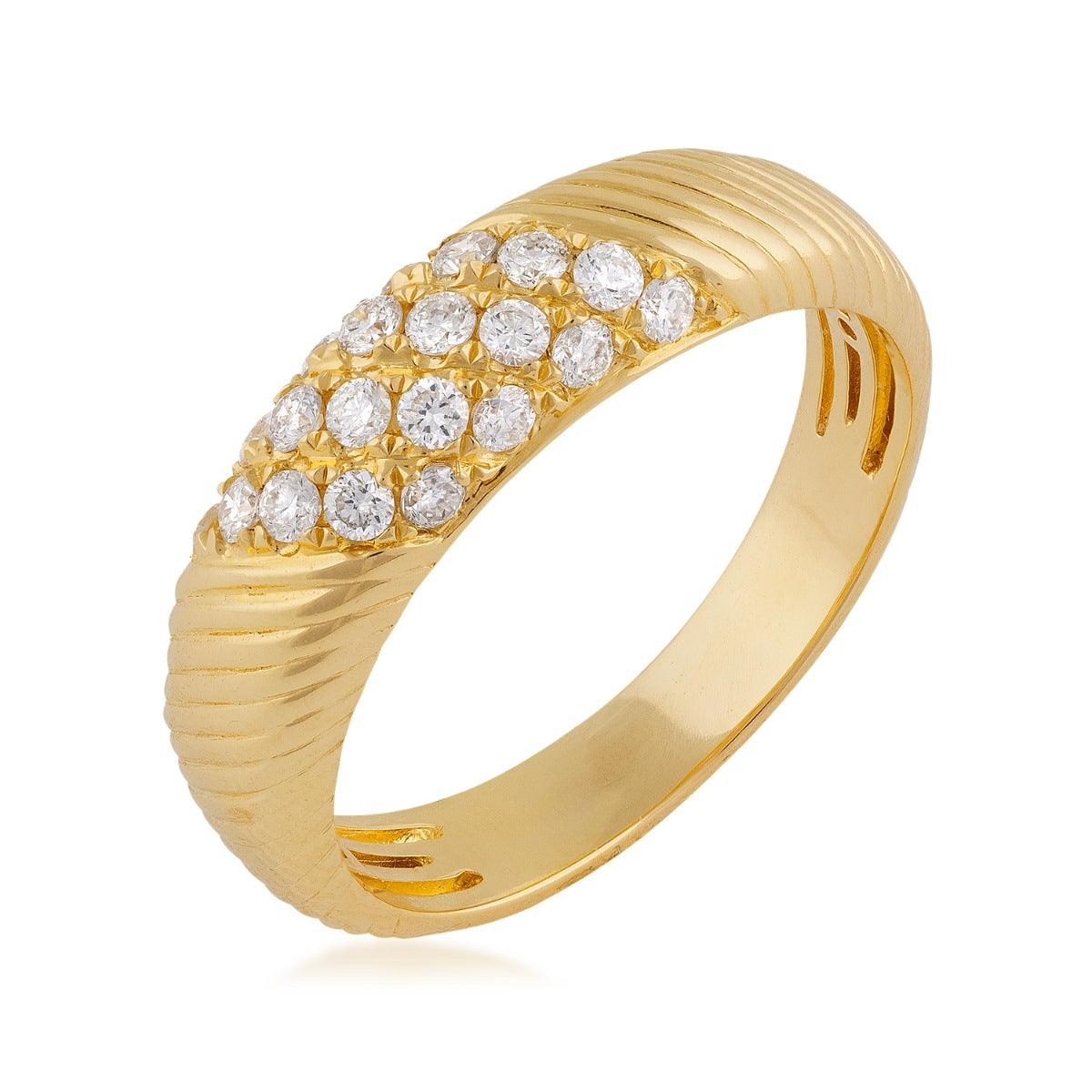 Demi Fine 1/3 ct. tw. Diamond Ridged Ring in 14K Yellow Gold front view