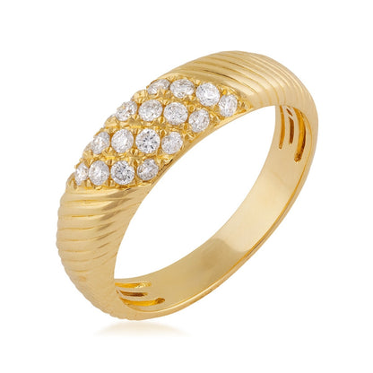 Demi Fine 1/3 ct. tw. Diamond Ridged Ring in 14K Yellow Gold front view