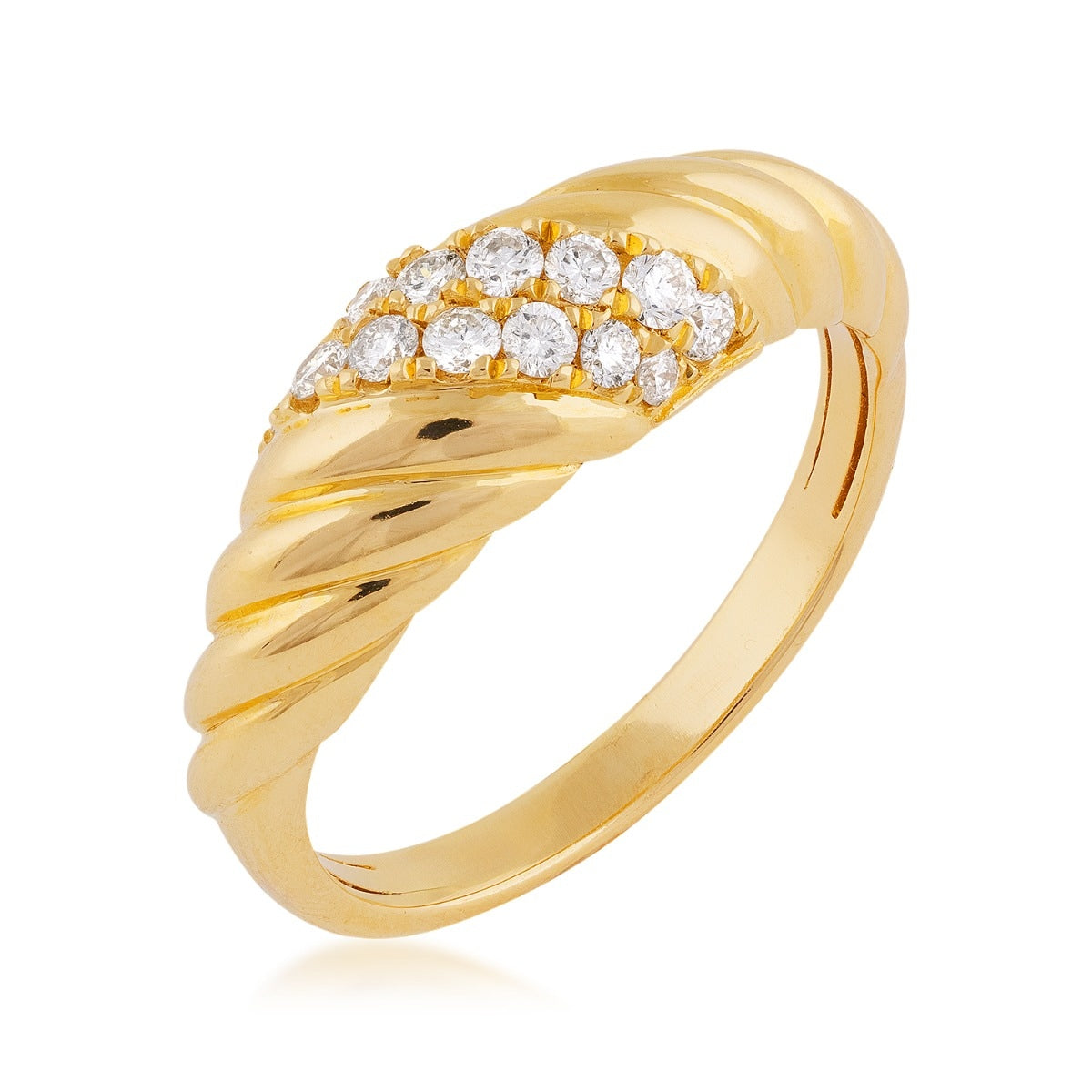 Demi Fine 1/4 ct. tw. Diamond Twisted Rope Dome Ring in 14K Yellow Gold front view