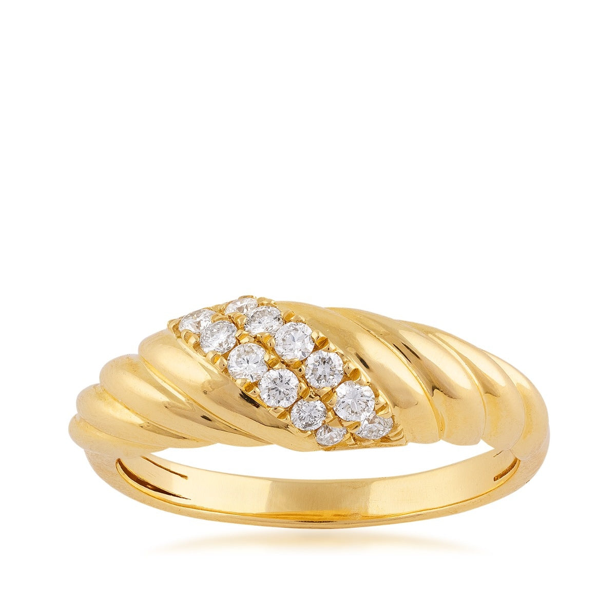 Demi Fine 1/4 ct. tw. Diamond Twisted Rope Dome Ring in 14K Yellow Gold