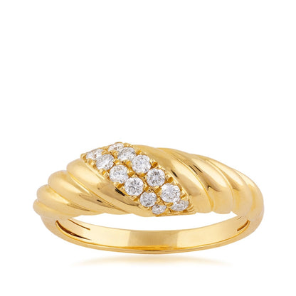Demi Fine 1/4 ct. tw. Diamond Twisted Rope Dome Ring in 14K Yellow Gold