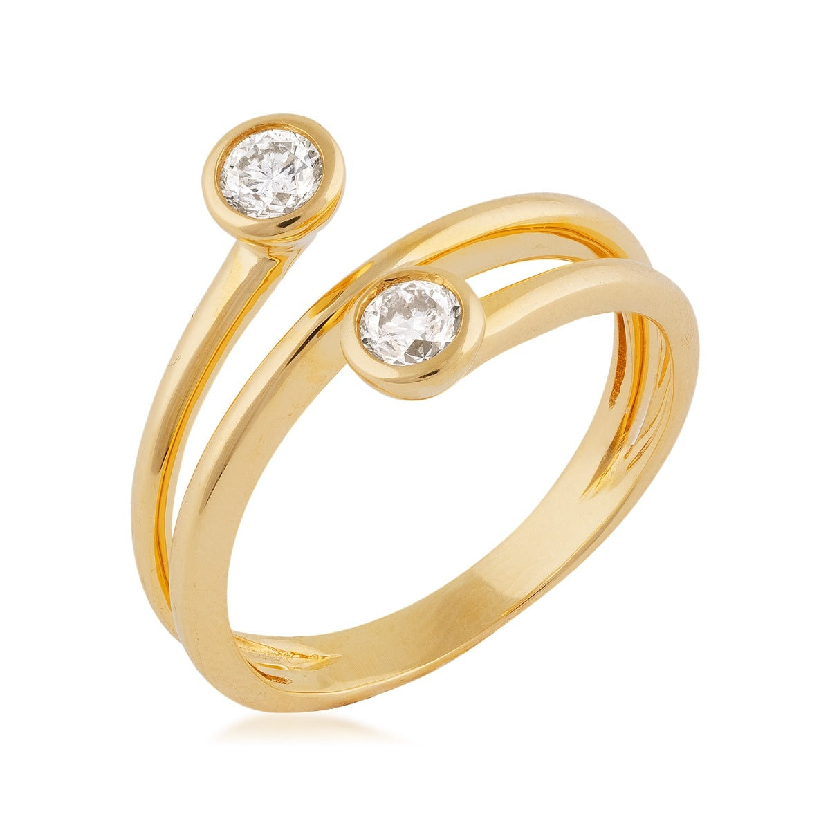 Demi Fine 1/3 ct. tw. Round Brilliant Diamond Wrap Ring in 14K Yellow Gold front view