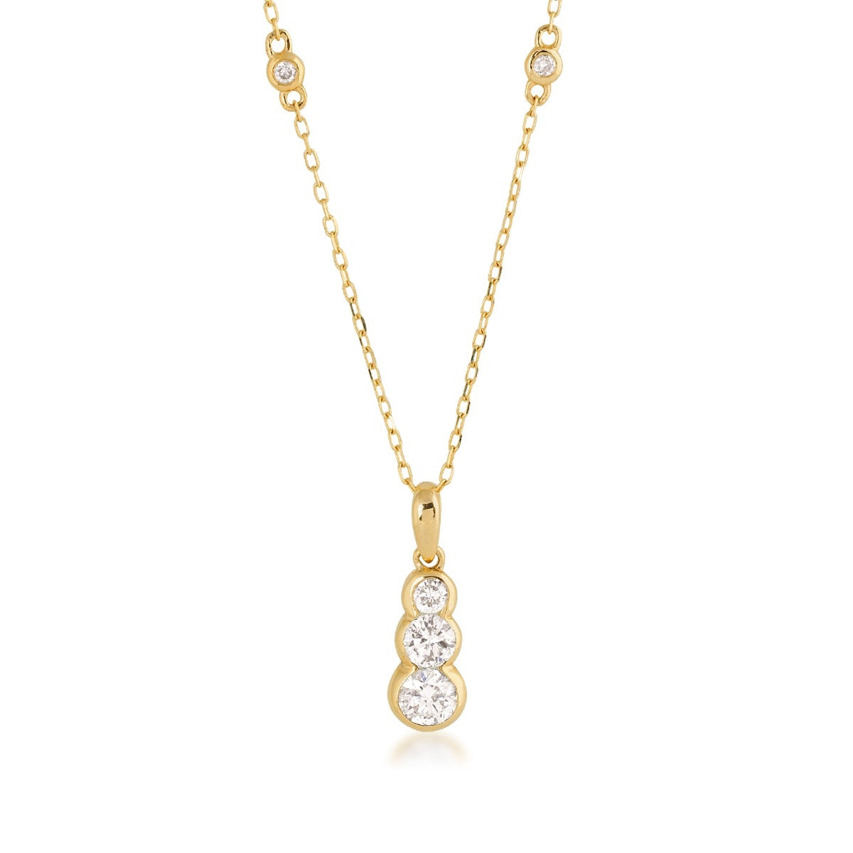 Demi Fine 3/8 ct. tw. Diamond 3-Stone Pendant in 14K Yellow Gold