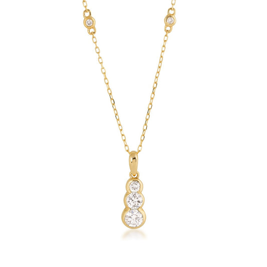 Demi Fine 3/8 ct. tw. Diamond 3-Stone Pendant in 14K Yellow Gold