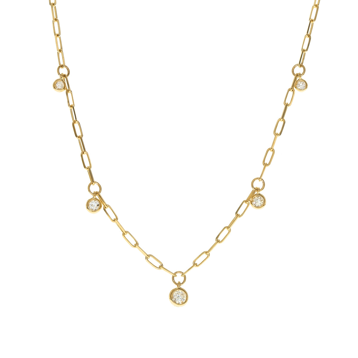 Demi Fine 1/4 ct. tw. Diamond Station Paperclip Necklace in 14K Yellow Gold