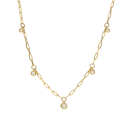 Demi Fine 1/4 ct. tw. Diamond Station Paperclip Necklace in 14K Yellow Gold