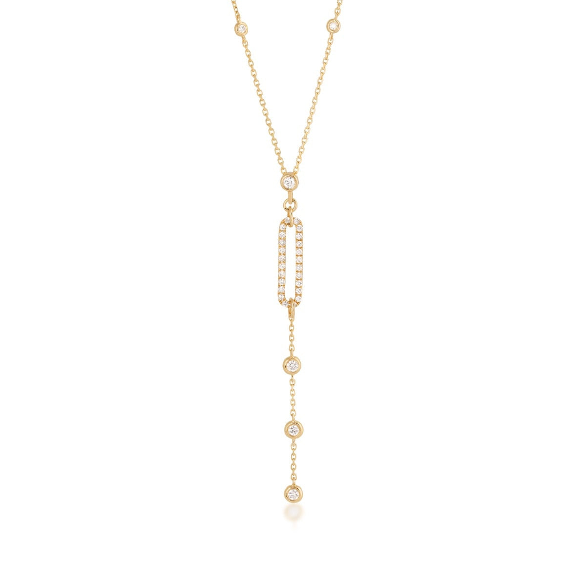 Demi Fine 1/3 ct. tw. Diamond Paperclip Y Necklace in 14K Yellow Gold