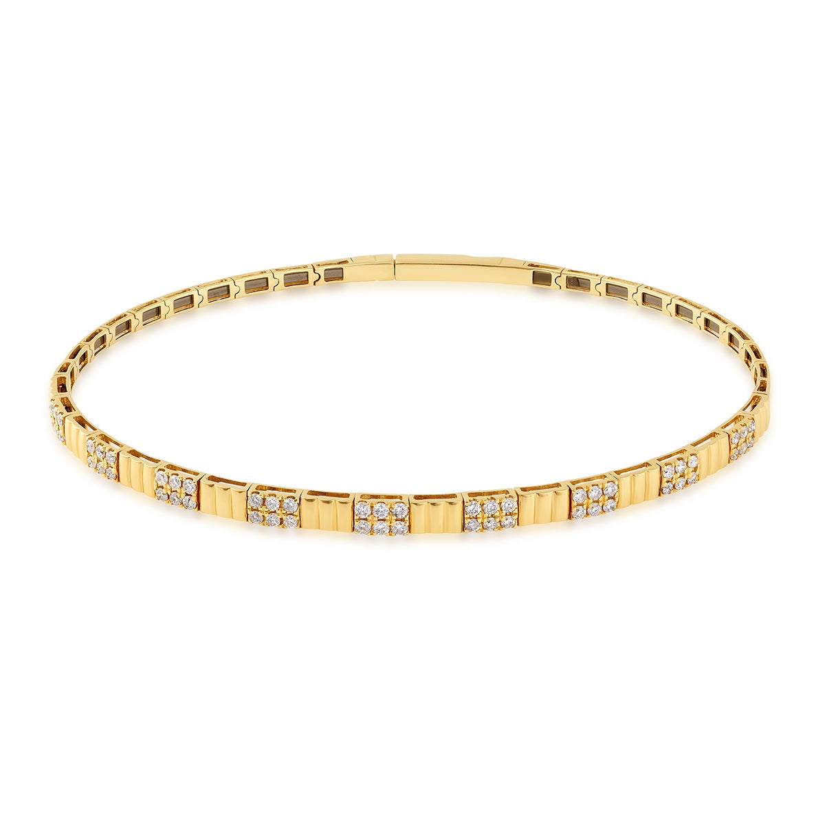 Demi Fine 1/2 ct. tw. Diamond Ridged Flexible Bangle in 14K Yellow Gold