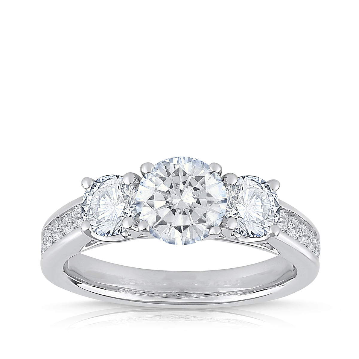 Adamante 2 ct. tw. Lab-Grown Round Brilliant 3-Stone Diamond Engagement Ring in 14K White Gold