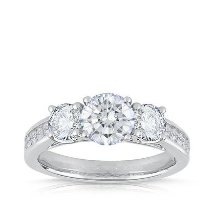 Adamante 2 ct. tw. Lab-Grown Round Brilliant 3-Stone Diamond Engagement Ring in 14K White Gold
