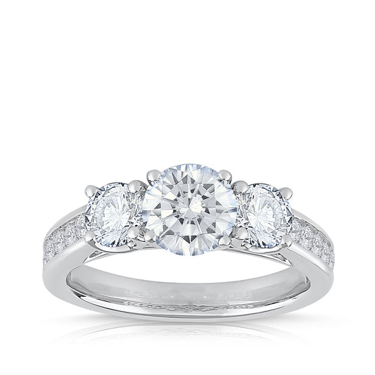 Adamante 2 ct. tw. Lab-Grown Round Brilliant 3-Stone Diamond Engagement Ring in 14K White Gold