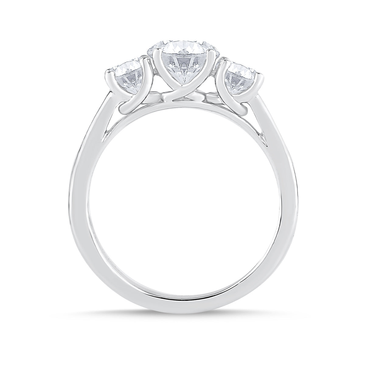 Adamante 2 ct. tw. Lab-Grown Round Brilliant 3-Stone Diamond Engagement Ring in 14K White Gold front view