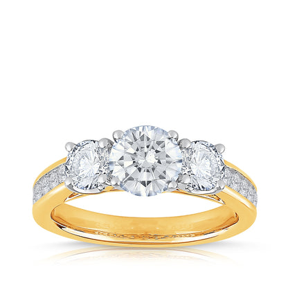 Adamante 2 ct. tw. Lab-Grown Round Brilliant 3-Stone Diamond Engagement Ring in 14K Yellow Gold