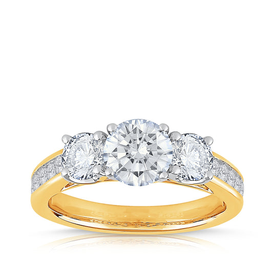 Adamante 2 ct. tw. Lab-Grown Round Brilliant 3-Stone Diamond Engagement Ring in 14K Yellow Gold