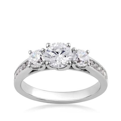 Adamante 1-1/2 ct. tw. Lab-Grown Round Brilliant 3-Stone Diamond Anniversary Ring in 14K White Gold