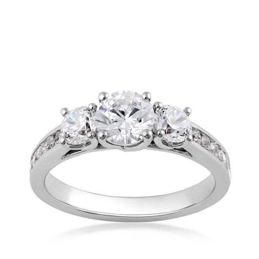 Adamante 1-1/2 ct. tw. Lab-Grown Round Brilliant 3-Stone Diamond Anniversary Ring in 14K White Gold