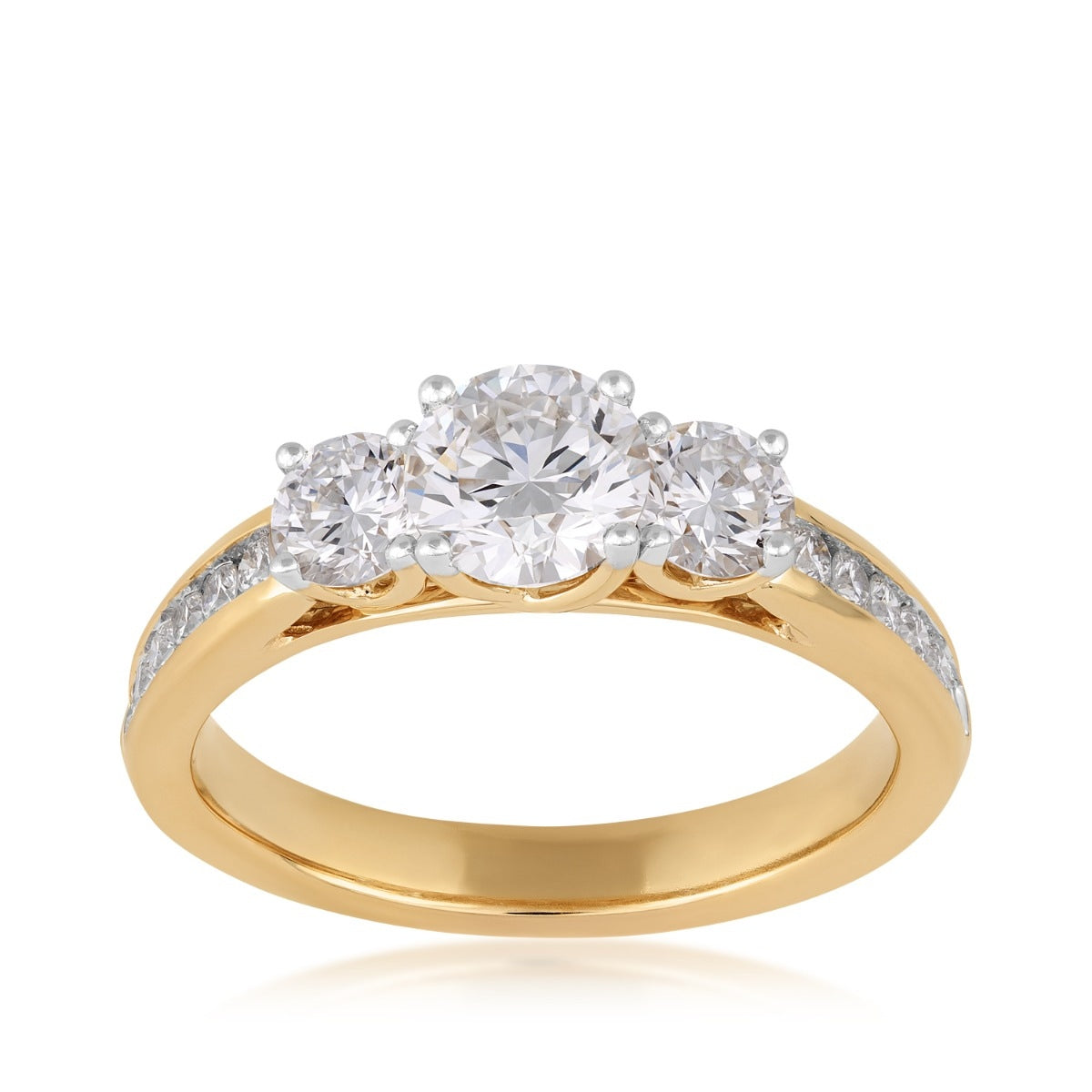 Adamante 1-1/2 ct. tw. Lab-Grown Round Brilliant 3-Stone Diamond Engagement Ring in 14K Yellow Gold (2)