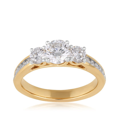 Adamante 1-1/2 ct. tw. Lab-Grown Round Brilliant 3-Stone Diamond Engagement Ring in 14K Yellow Gold (2)