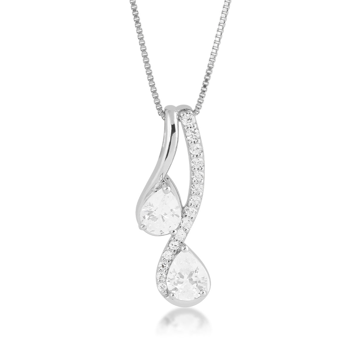 1/2 ct. tw. Pear Diamond 2-Stone Pendant in 14K White Gold