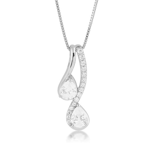 1/2 ct. tw. Pear Diamond 2-Stone Pendant in 14K White Gold