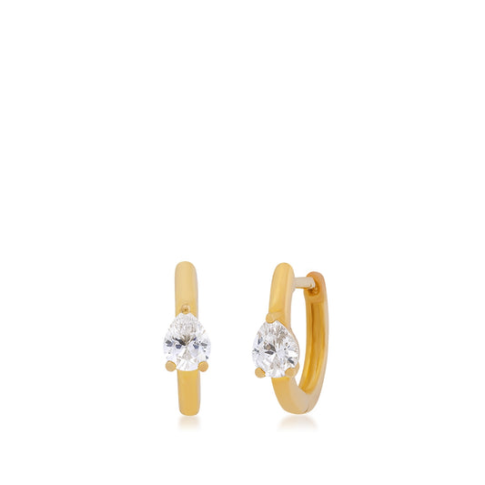 1/2 ct. tw. Pear Diamond Hoop Earrings in 14K Yellow Gold
