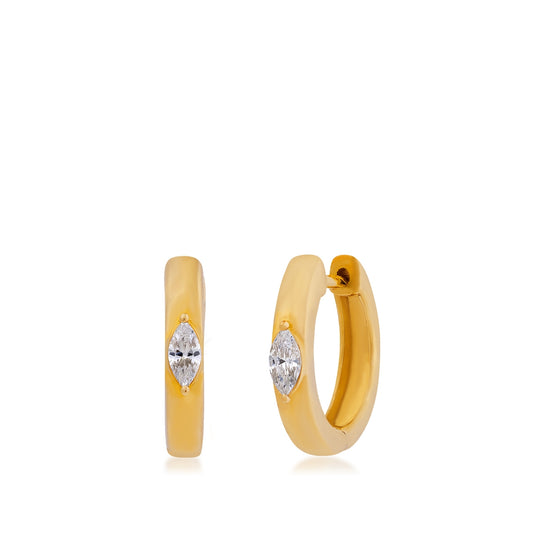 1/3 ct. tw. Marquise Diamond Hoop Earrings in 14K Yellow Gold
