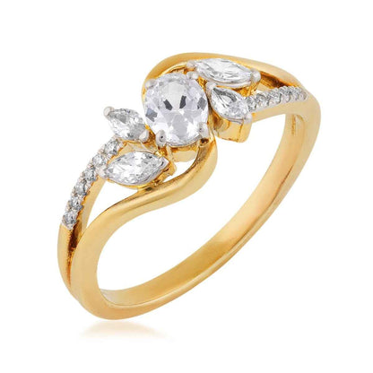 5/8 ct. tw. Oval & Marquise Diamond Ring in 14K Yellow Gold front view