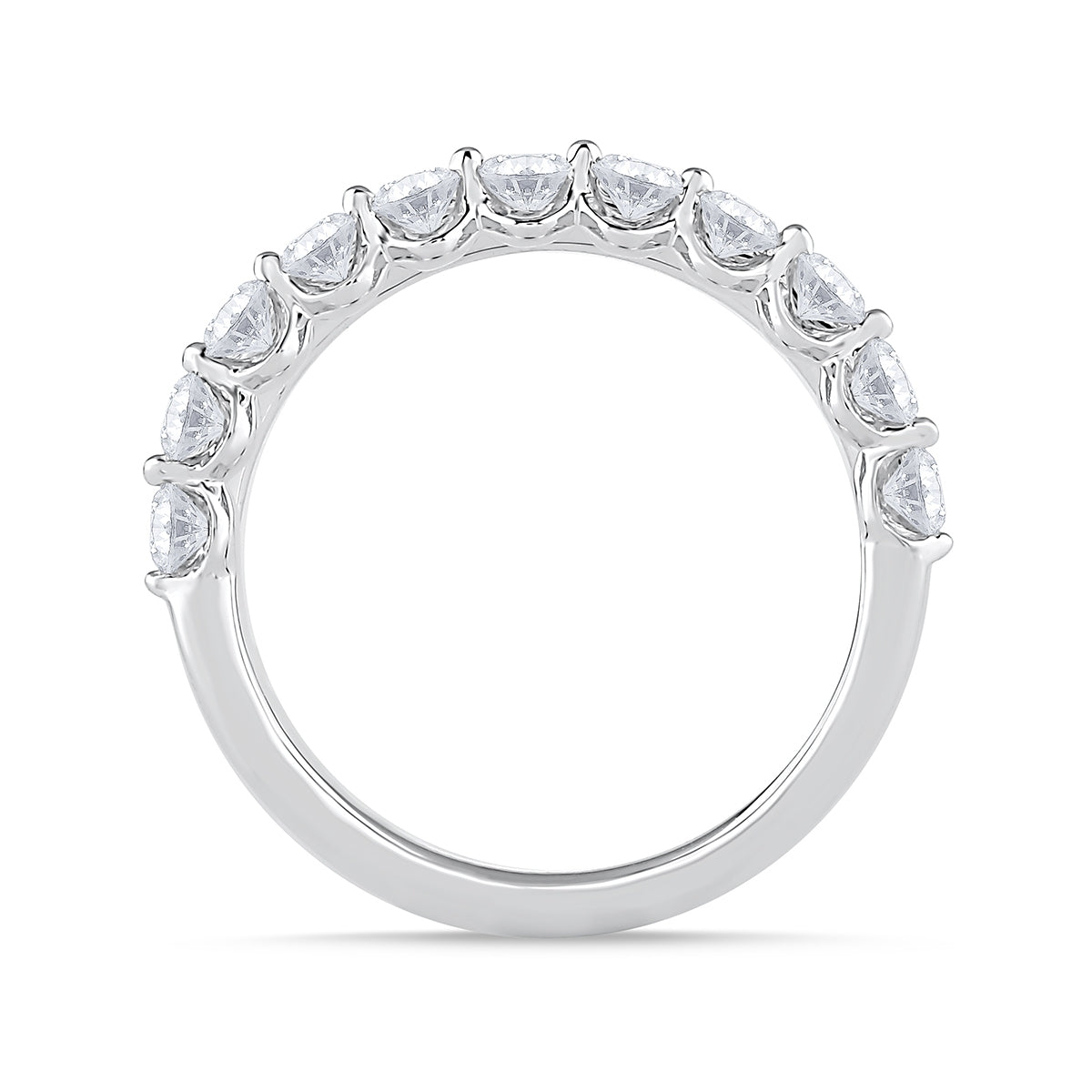 1 ct. tw. Diamond Two Row Anniversary Ring in 14K White Gold front view