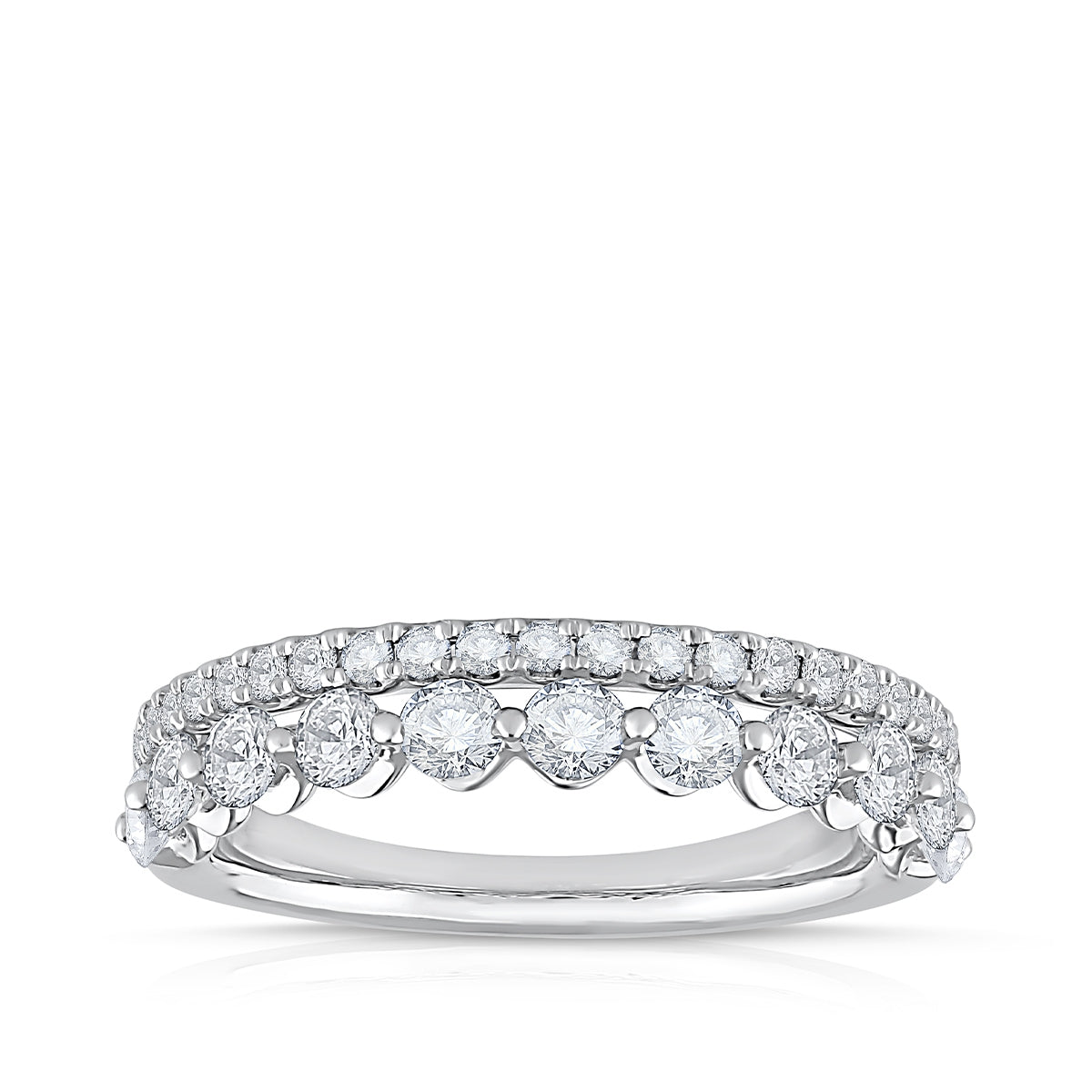 1 ct. tw. Diamond Two Row Anniversary Ring in 14K White Gold