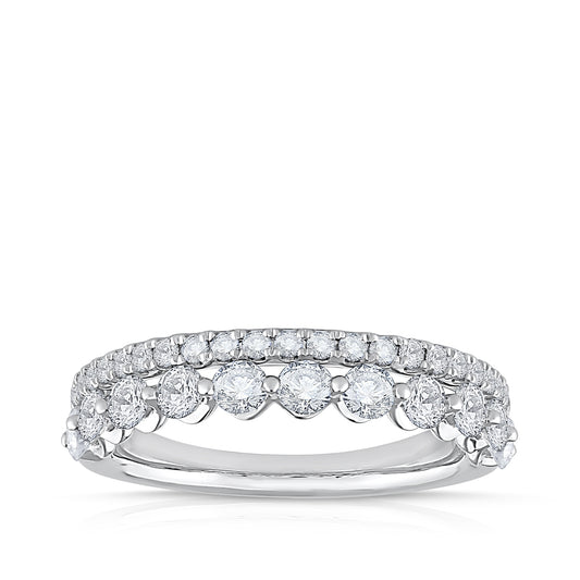 1 ct. tw. Diamond Two Row Anniversary Ring in 14K White Gold