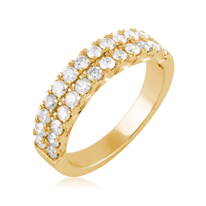 1 ct. tw. Diamond Two Row Anniversary Ring in 10K Yellow Gold front view