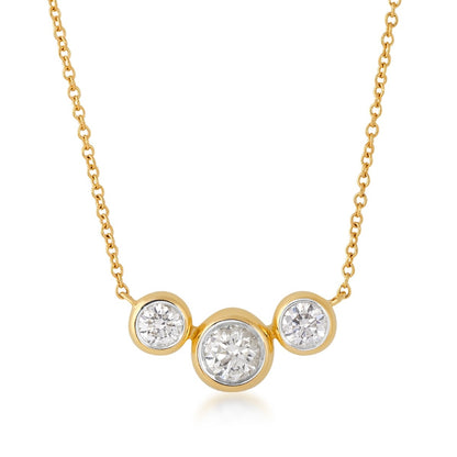 Demi Fine 1/2 ct. tw. Round Brilliant Diamond 3-Stone Necklace in 14K Yellow Gold