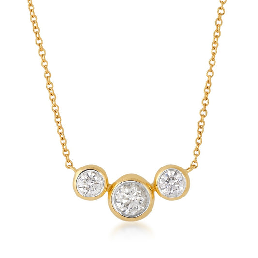 Demi Fine 1/2 ct. tw. Round Brilliant Diamond 3-Stone Necklace in 14K Yellow Gold
