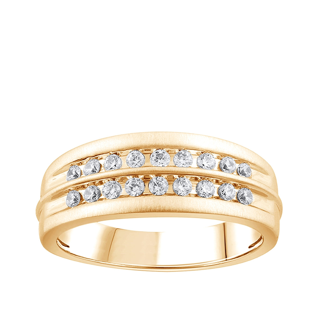 Adamante Men's 1/2 ct. tw. Lab-Grown Diamond Two Row Channel Set Wedding Ring in 10K Yellow Gold