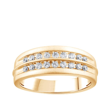 GOLD TAG Adamante Men's 1/2 ct. tw. Lab-Grown Diamond Two Row Channel Set Wedding Ring in 10K Yellow Gold