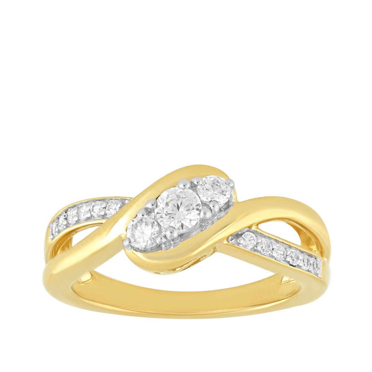 3/8 ct. tw. Round Brilliant Diamond 3-Stone Anniversary Ring in 10K Yellow Gold
