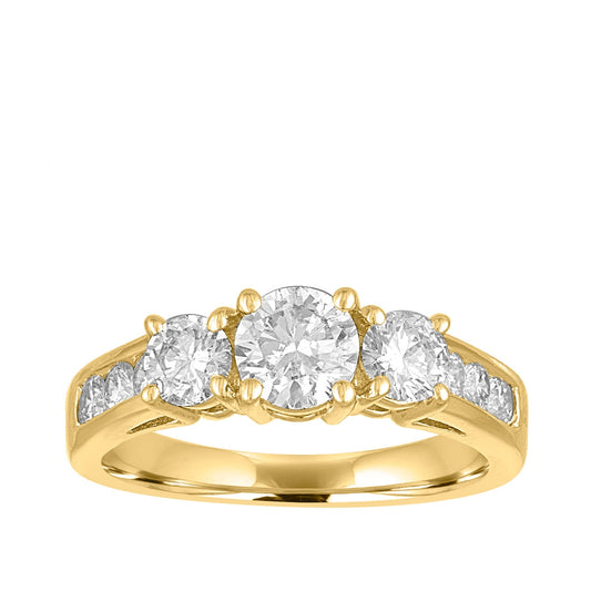 2 ct. tw. Round Brilliant Diamond 3-Stone Anniversary Ring in 14K Yellow Gold