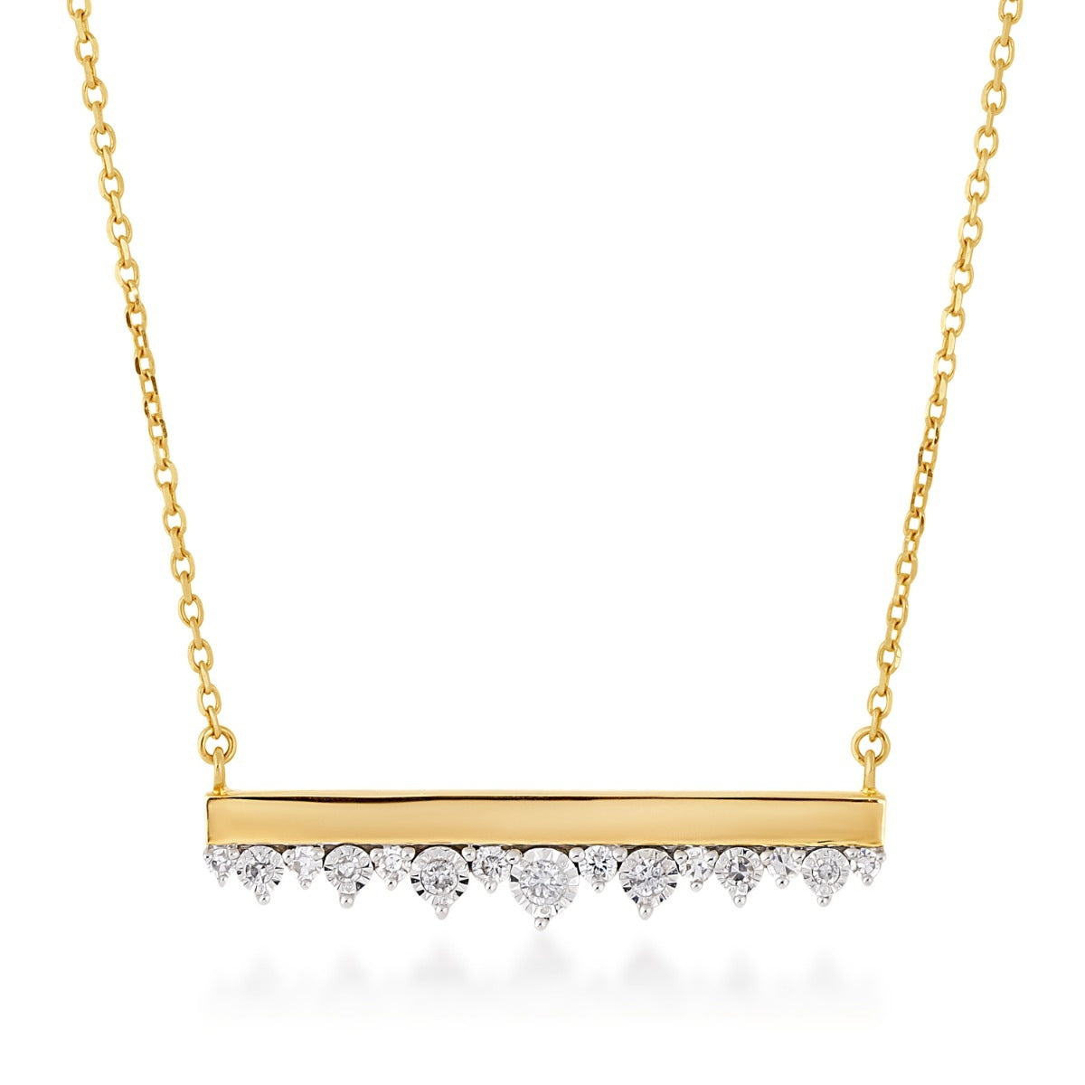 Demi Fine 1/8 ct. tw. Diamond Bar Necklace in 10K Yellow Gold