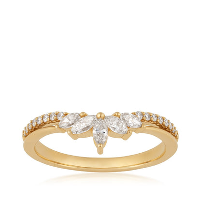 3/8 ct. tw. Marquise & Round Diamond Contour Anniversary Ring in 14K Yellow Gold