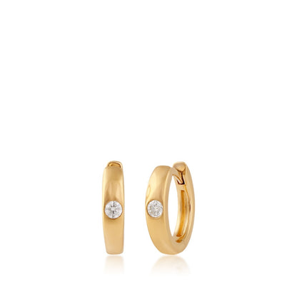 Demi Fine 1/10 ct. tw. Round Diamond Hoop Earrings in 10K Yellow Gold