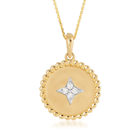 Demi Fine Diamond Accent Scalloped Coin Pendant in 10K Yellow Gold