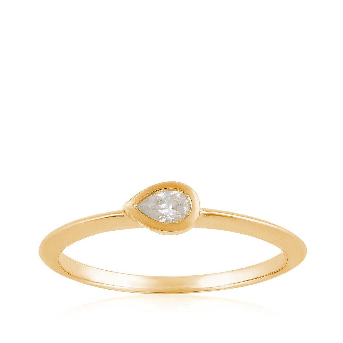 Demi Fine Pear Diamond Accent Bezel Set Stackable Ring in 14K Yellow Gold